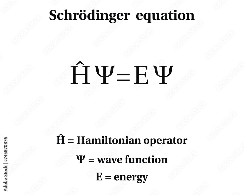 Schrodinger Equation Formula on the white background. Education.  Science. Vector illustration.