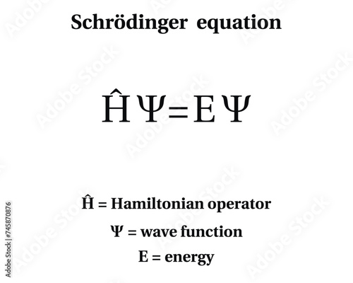 Schrodinger Equation Formula on the white background. Education.  Science. Vector illustration.