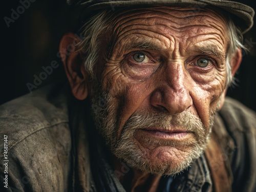Portrait of an old wise man craftsman