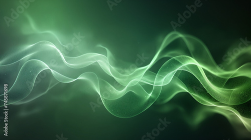 Vibrant Dynamic Green Background with Chiffon or Smoke Wave on Transparent Green Background: Perfect for Capturing Movement and Energy in Designs, Graphics, and Visual Concepts.