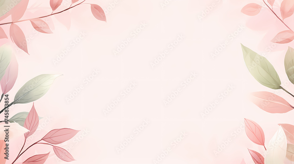 Naklejka premium Green leaves watercolor copy space, green leaves with space for text