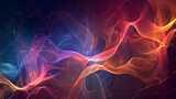 Generate an abstract illustration of colorful radio frequency waves pulsating against a dark background.