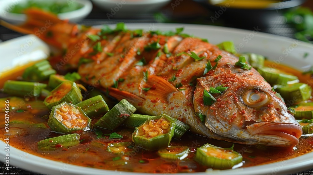 Grilled Fish with Fresh Green Beans in Lemon Herb Sauce Grilled Fish with Fresh Green Beans in Lemon Herb Sauce