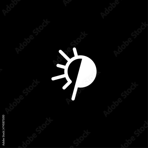 Letter P and sun logo concept vector icon