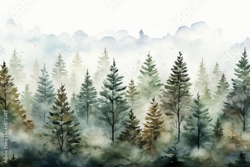 Dense Forest Landscape Painting Generative AI © Johnathan