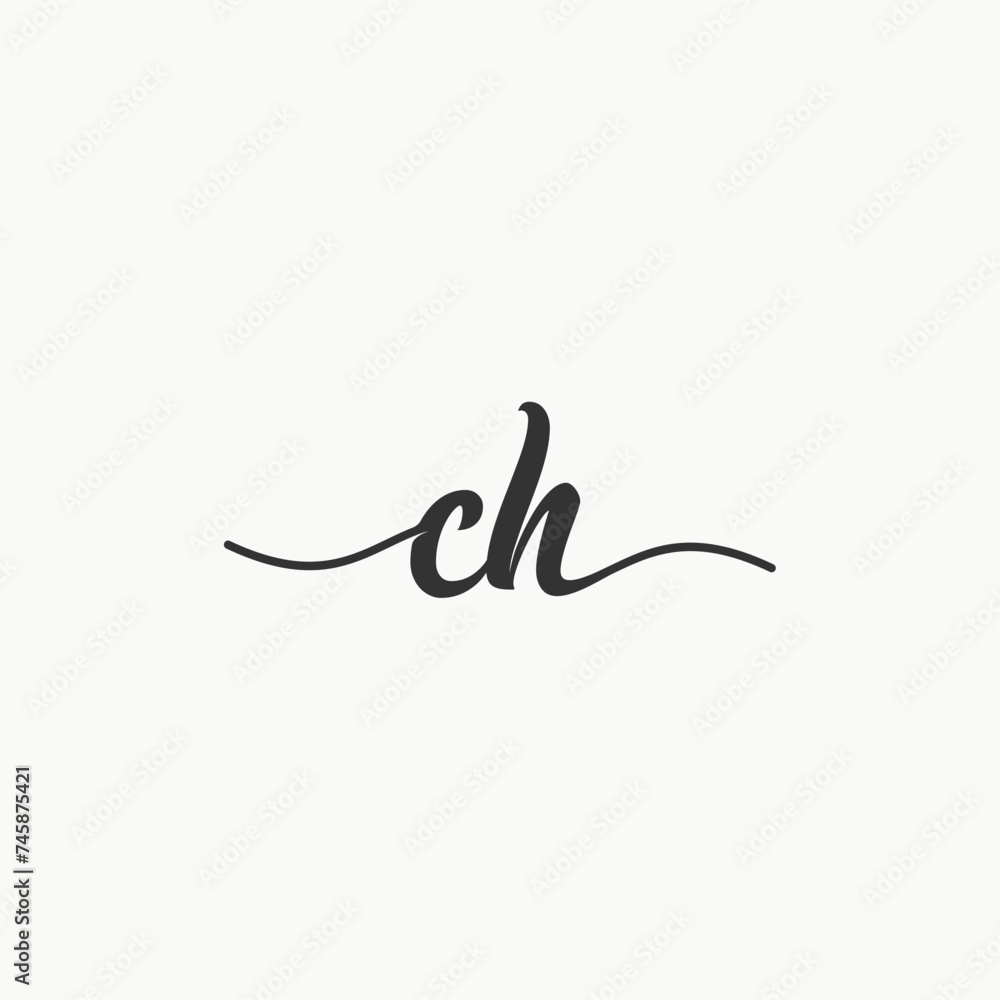 Letter CH with signature concept logo icon vector
