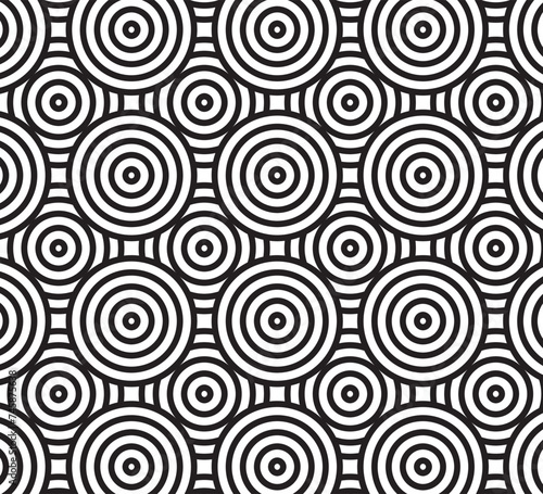 Geometric Seamless Pattern With Bold Striped Circles. Stylish Modern Geometric Texture.