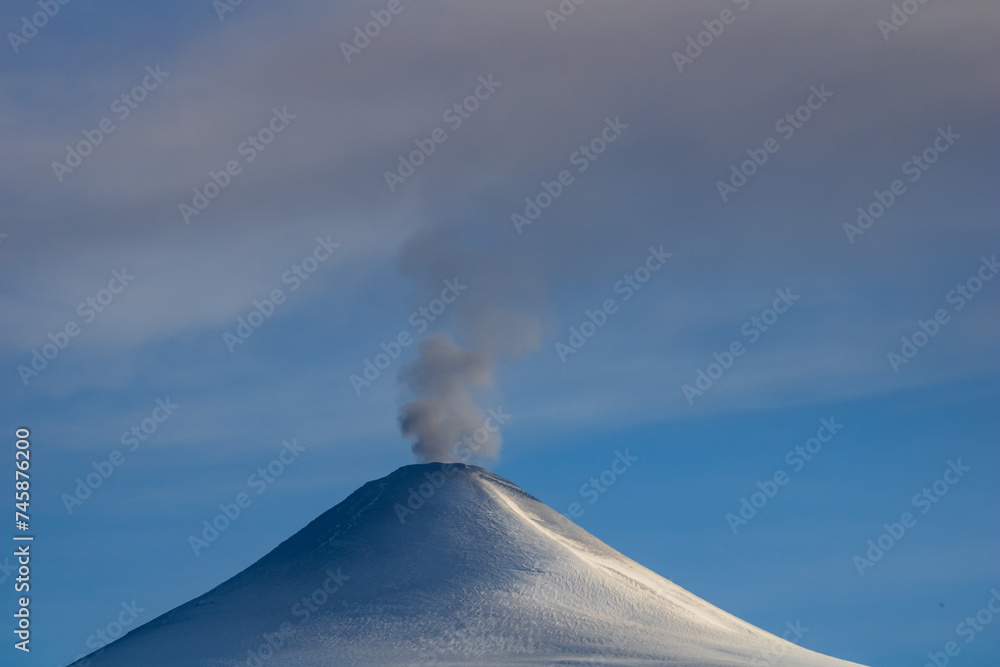 smoke from the top of volcano