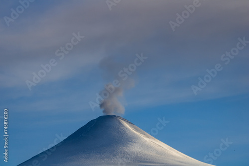 smoke from the top of volcano