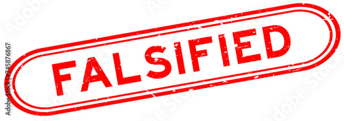 Grunge red falsified word rubber seal stamp on white background