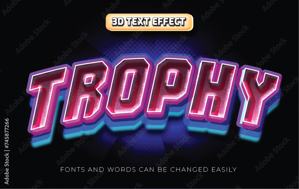 Trophy 3d editable text effect style