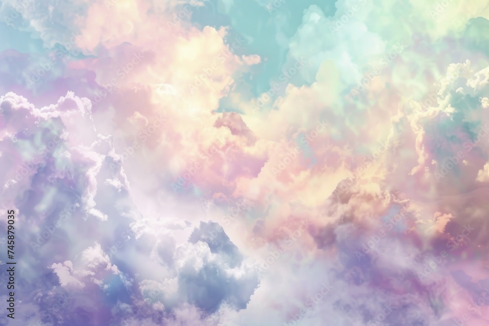 Pastel cloud textures with heavenly vibe - Ethereal clouds dance with soft pastels, imbuing a sense of tranquility and dream-like state in the sky