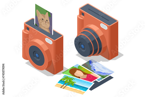 Isometric instant camera. Mini Instant Film Camera