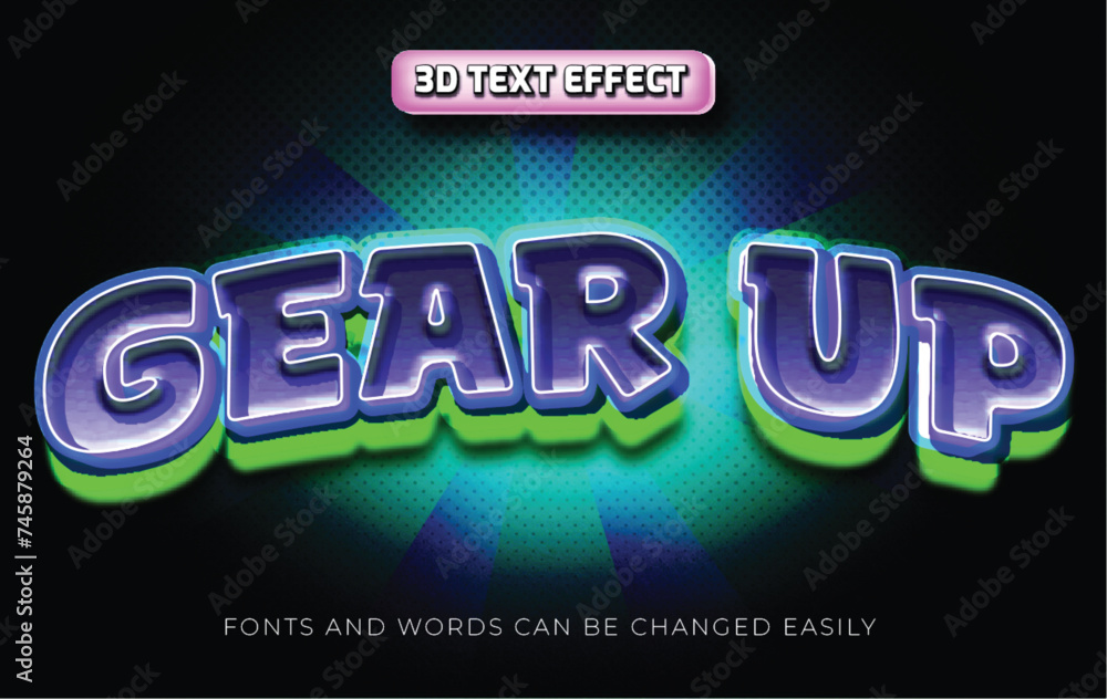 Obraz premium Gear up 3d editable text effect style