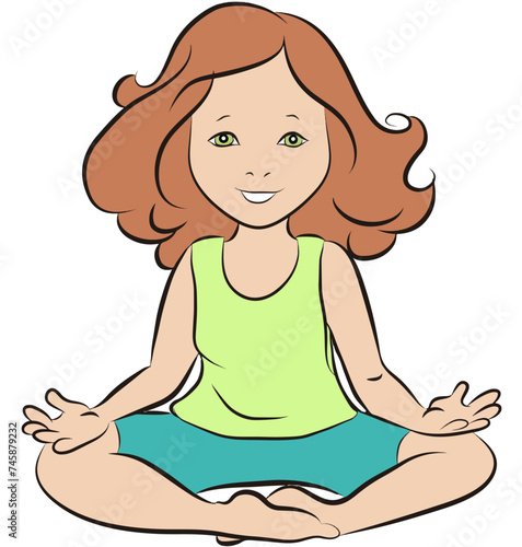 GIRL SMILING IN LOTUS POSTURE