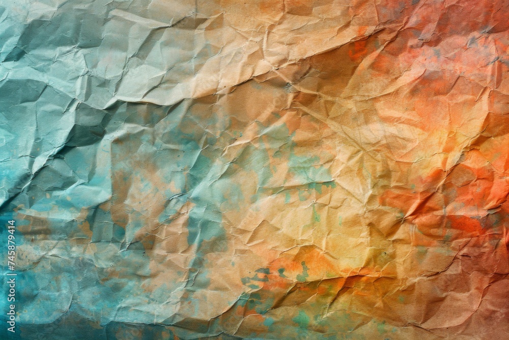 Textured paper in gradient colors - Crumpled paper texture with a beautiful gradient from cool to warm shades represents adaptability and change