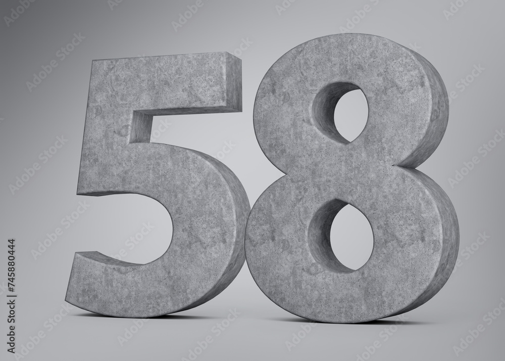 3d Concrete Number Fifty Eight 58 Digit Made Of Grey Concrete Stone Grey Background 3d Illustration 3d Concrete Number Fifty Eight 58 Digit Made Of Grey Concrete Stone Grey Background 3d Illustration