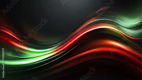 Abstract background with red and green blurry lines. Generative AI.