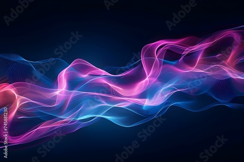 Flowing Pink and Blue Light Wave Abstract Ai generated 