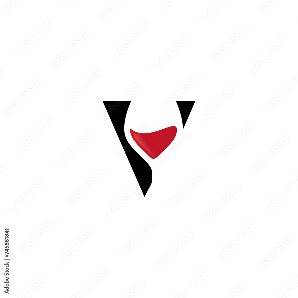 Letter V and wine glass logo concept vector icon Letter V and wine glass logo concept vector icon