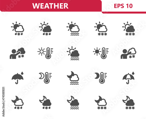 Weather Icons - Forecast, Rain, Raining, Cloud vector icon set