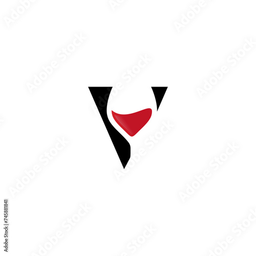 Letter V and wine glass logo concept vector icon
