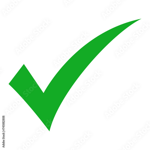 Green check mark, isolated tick symbols, checklist signs, and an approval badge. Flat and modern checkmark design, vector illustration. photo