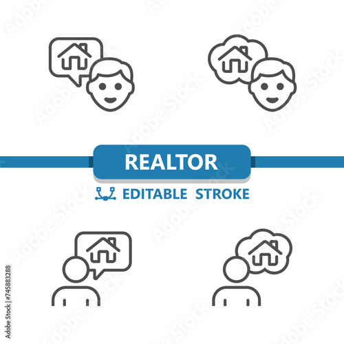 Realtor Icons. Real Estate Agent, Home Owner, House Icon