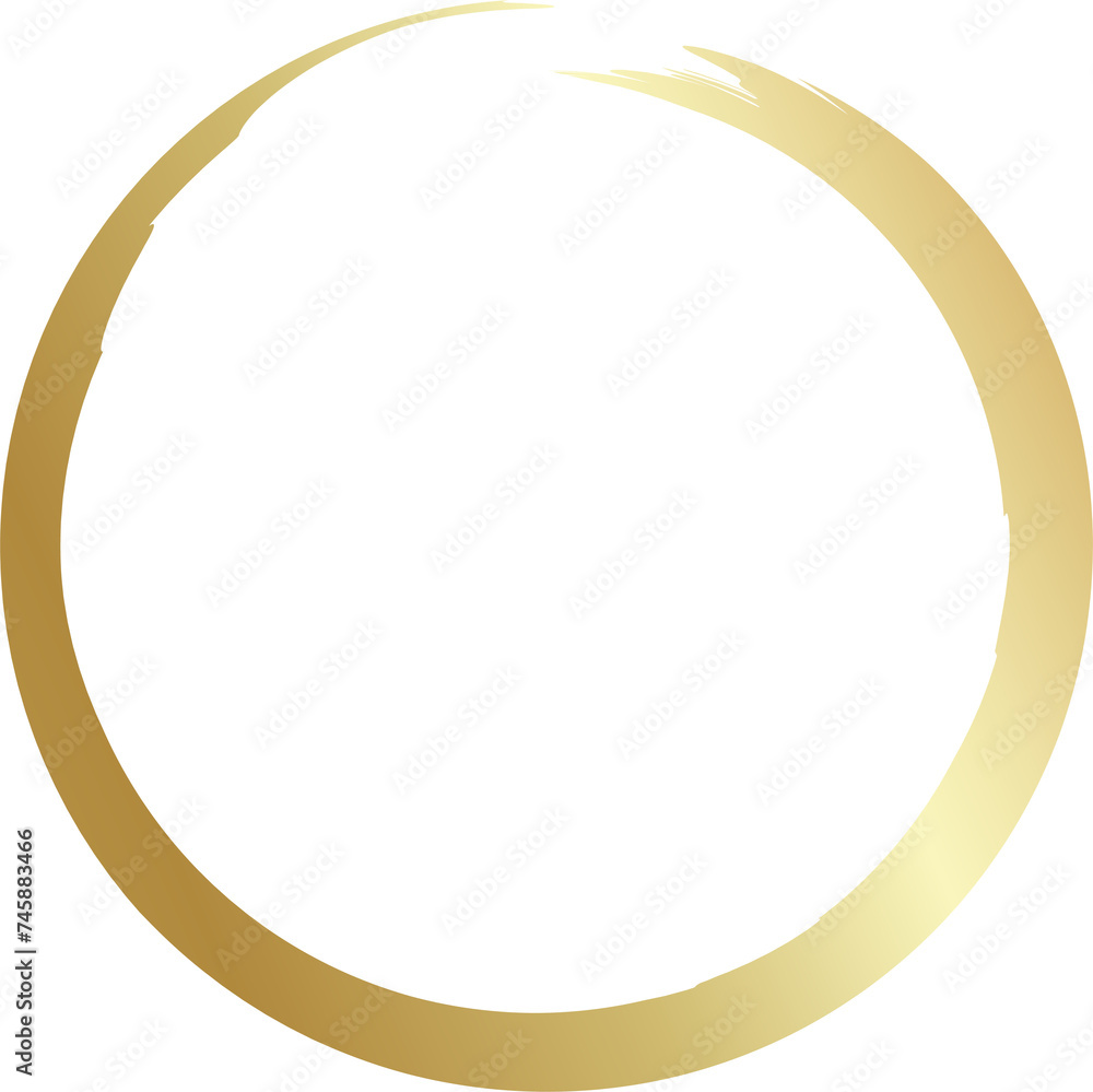 Gold circle drawn with a brush. Elements for design Gold circle drawn with a brush. Elements for design