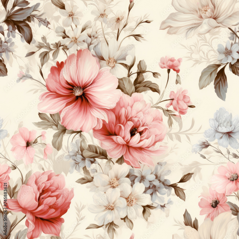 Seamless pattern, shabby chic old fashioned background