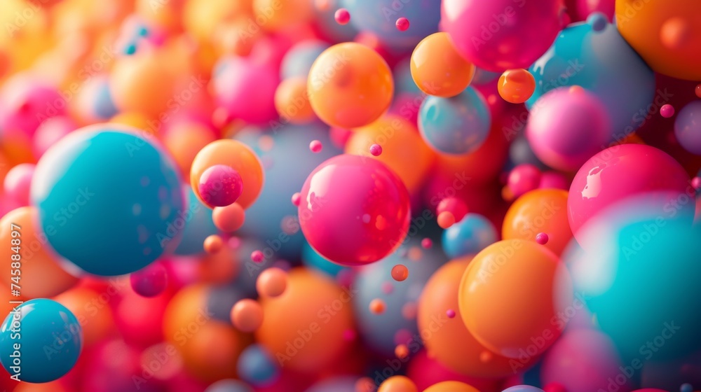 Colorful spheres float elegantly in a vibrant abstract display with various shades and sizes, creating a dynamic composition that captivates the viewer Colorful spheres float elegantly in a vibrant abstract display with various shades and sizes, creating a dynamic composition that captivates the viewer