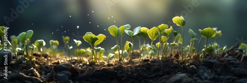 Group of Small Plants Sprouting From the Ground Generative AI