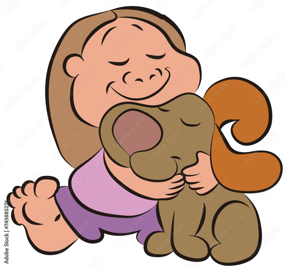 Fototapeta premium GIRL HUGGING DOG
