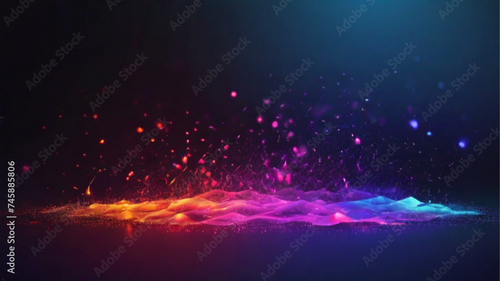 Fototapeta premium Glowing particles on gradient background. Generative AI.