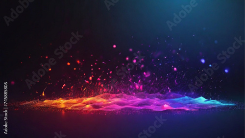 Glowing particles on gradient background. Generative AI.