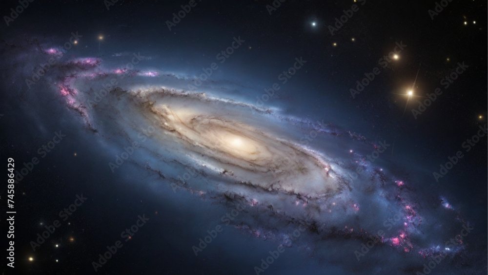 Fototapeta premium Illustration of galaxy with stars and space dust in the universe. Generative AI.