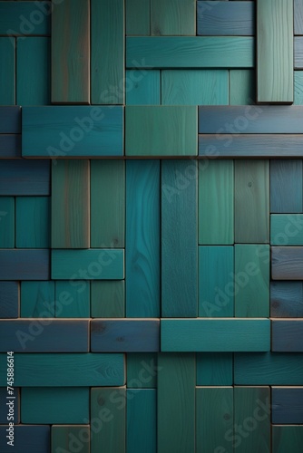 Dark teal wooden bricks wall  vertical composition