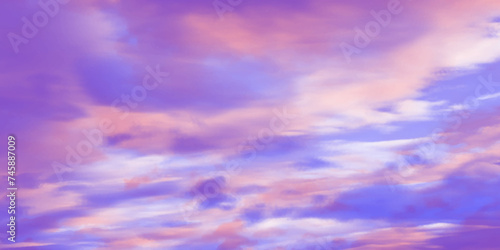 Modern Clouds and sky with pastel colors Sweet color with beautiful nature. Blue watercolor canvas texture background. The sky, white clouds, a beautiful background for design and presentation. 

