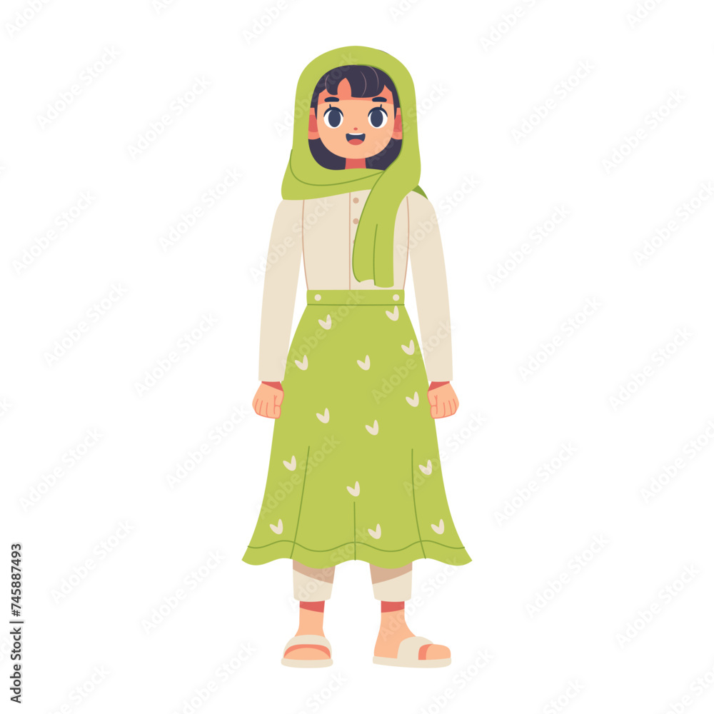 Vector Muslim Girl Cartoon Ramadan Illustration Isolated Vector Muslim Girl Cartoon Ramadan Illustration Isolated