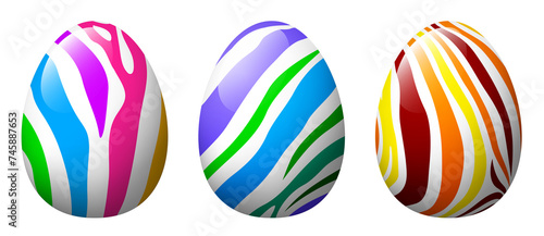 Set of zebra striped on egg. Happy Easter day concept. Illustration
