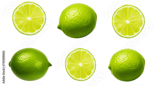 Lime Illustrations! Fresh Citrus Set in Digital Art, Isolated on Transparent Backgrounds, Top View Flat Lay PNGs, Perfect for Gourmet Designs.