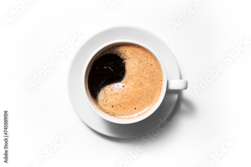 Black coffee isolated on a white background.