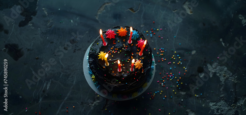 a photo  of a birthday cake with candles