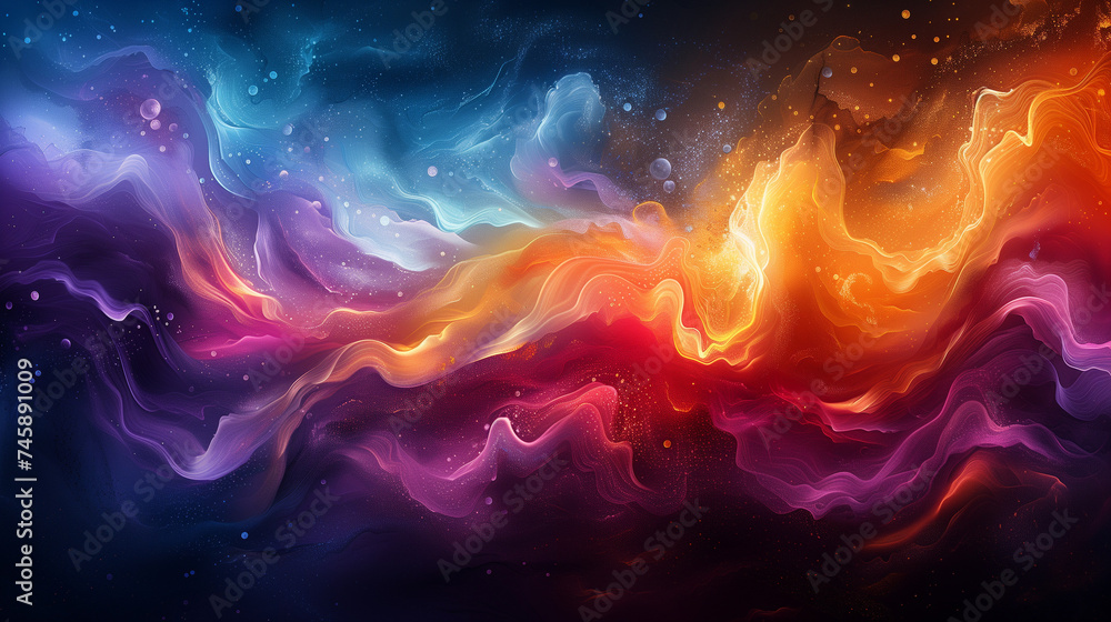 Abstract colorful waves. AI generated art illustration. - obrazy, fototapety, plakaty 