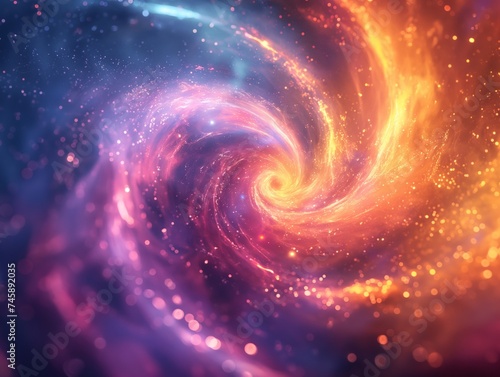 Cosmic swirl, vibrant galaxy space stars in abstract astronomy art wallpaper