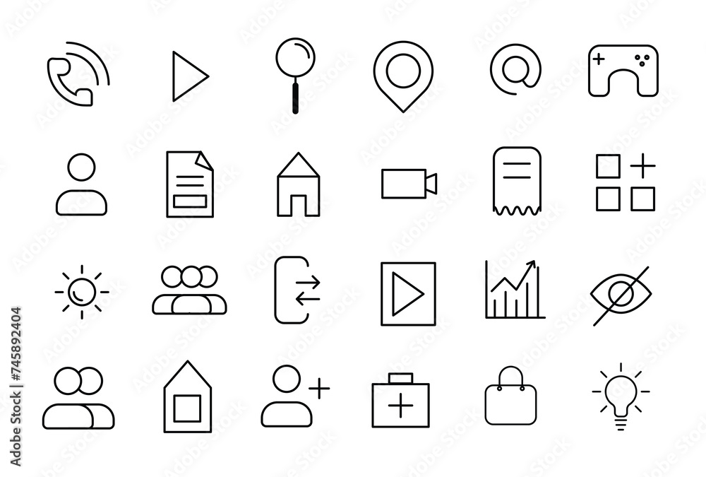User Interface Essential Icon Set. Line Outline Icons. For App, Web, Print. UI UX Icon collection. User Interface Essential Icon Set. Line Outline Icons. For App, Web, Print. UI UX Icon collection.
