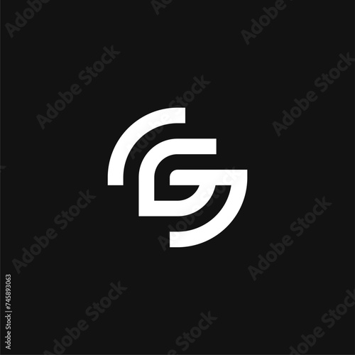 minimalist Letter GG with simetrical logo concept vector icon photo