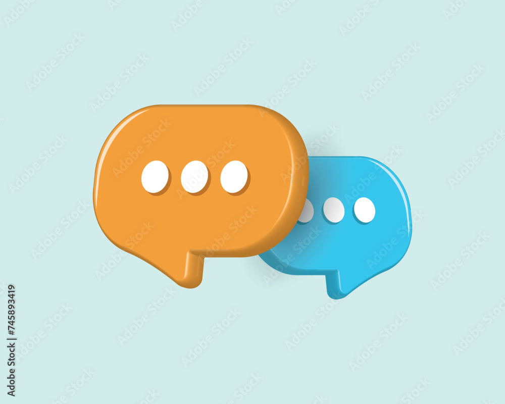 Vector illustration of 3d chat bubble icon Vector illustration of 3d chat bubble icon