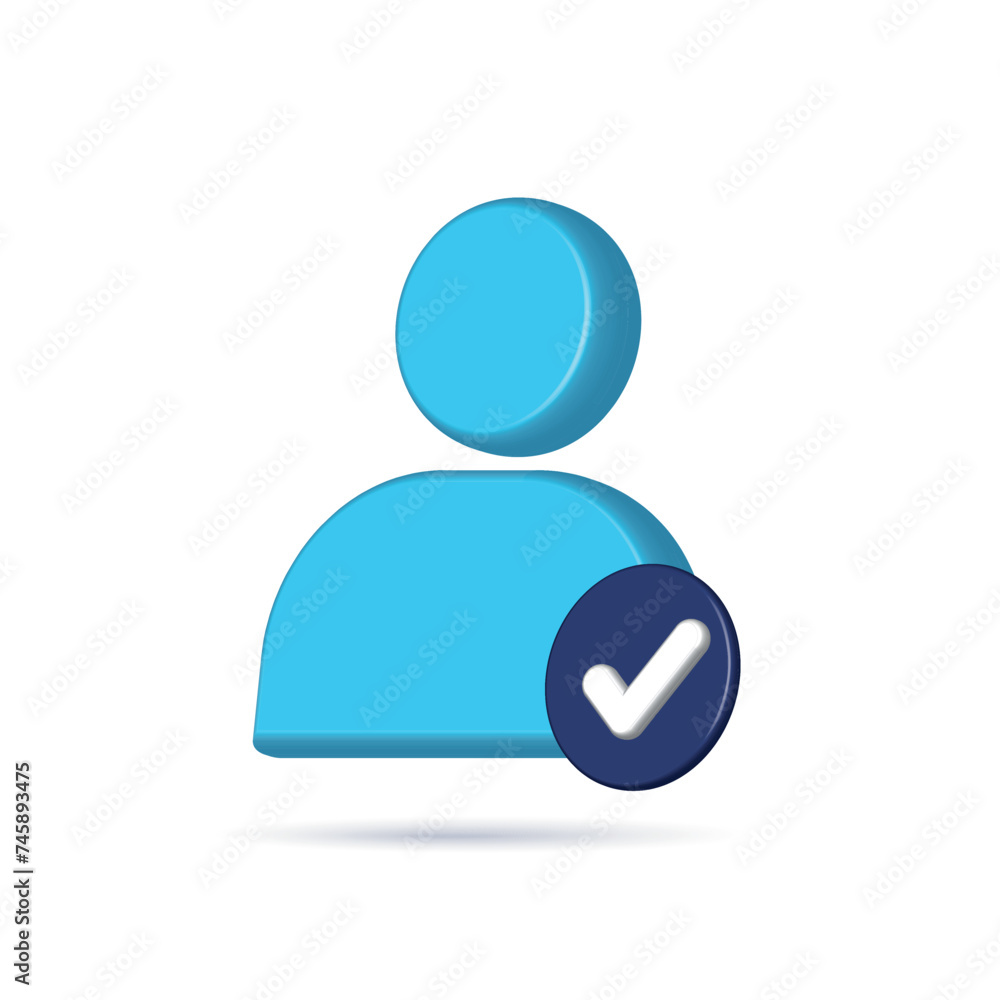 3d vector of user check icon isolated on white background 3d vector of user check icon isolated on white background