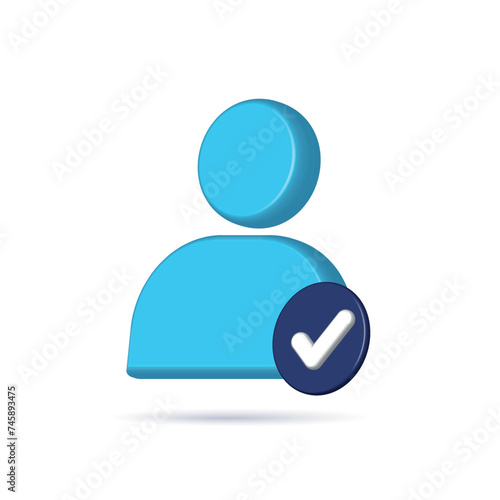 3d vector of user check icon isolated on white background